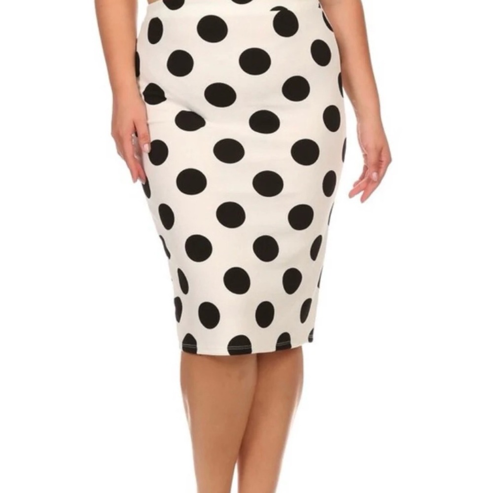 Vintage Polka Dot Pencil Skirt - Black and White
